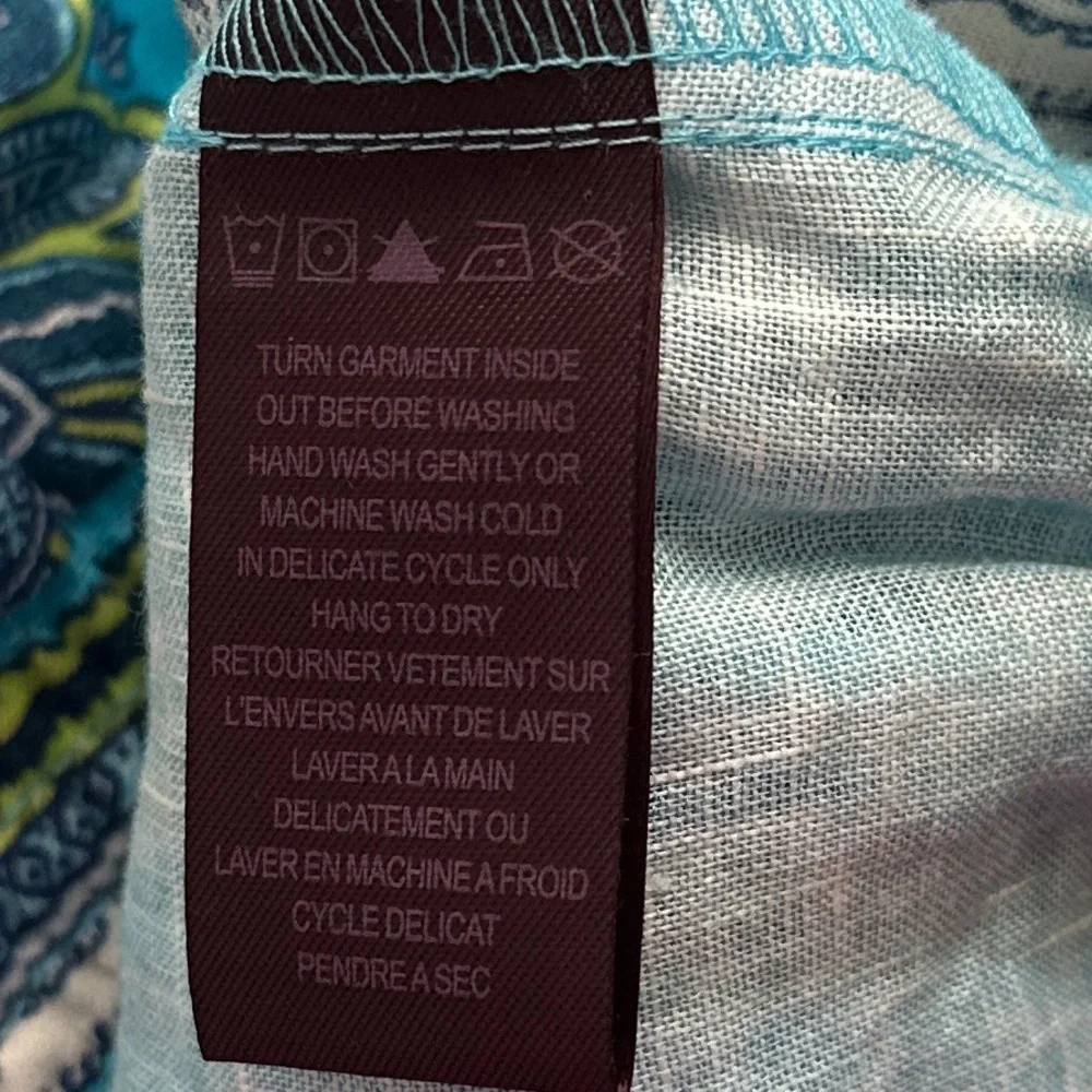 Hale Bob turquoise multicolor boho elastic waist linen pants - Picture 13 of 15